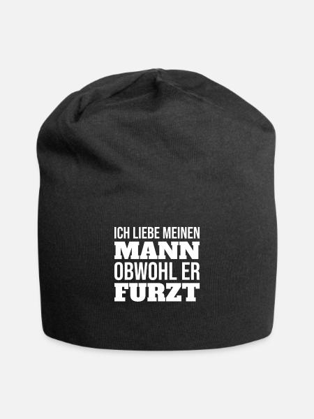 Ich Liebe Meinen Mann Obwohl Er Furzt - Jersey-Beanie - Schwarz