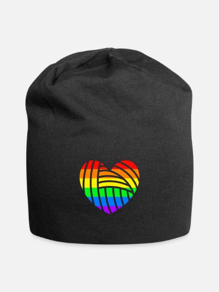 Gay Pride LGBT Pride Flagge Herz Liebe - Jersey-Beanie - Schwarz