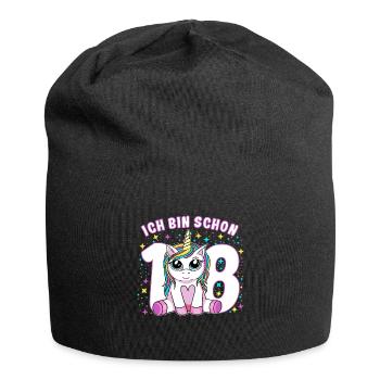 Kinder Geburtstagsshirt 18. Geburtstag Einhorn - Jersey-Beanie - Schwarz - Vorne