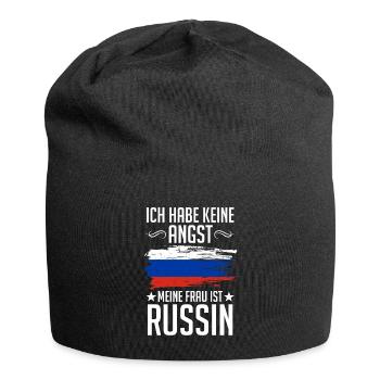 Meine Frau Ist Russin Russen Russland Russisches - Jersey-Beanie - Schwarz - Vorne
