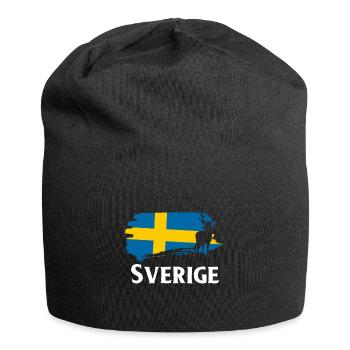 Schweden Sverige Elch - Jersey-Beanie - Schwarz - Vorne