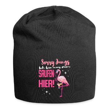 Ich bin nur zum saufen hier! Flamingo Party JGA - Jersey-Beanie - Schwarz - Vorne