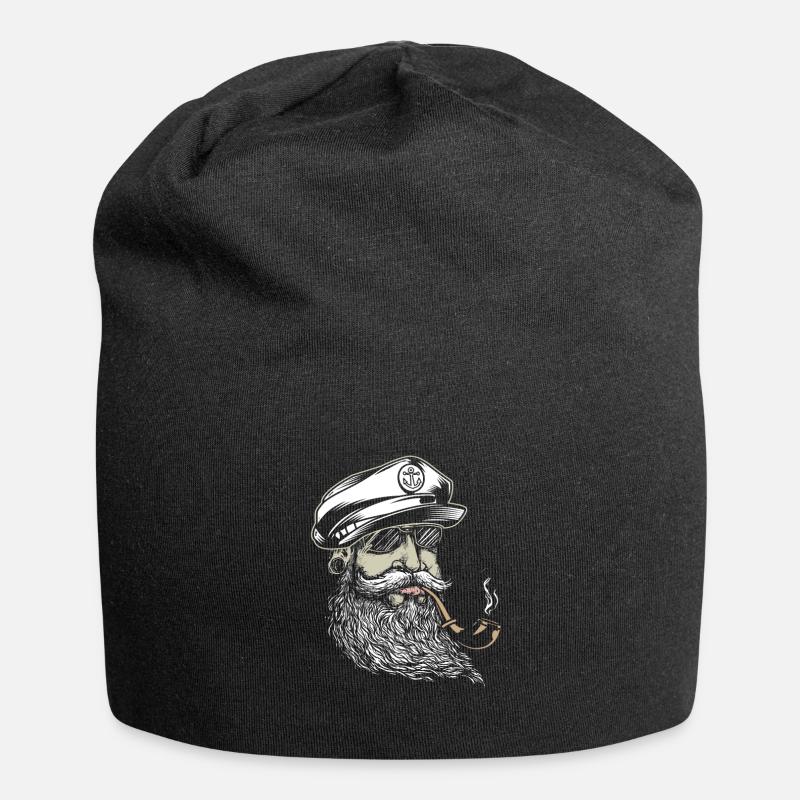 Seemann mit Pfeife - Jersey-Beanie - Schwarz