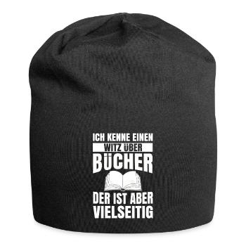 Buch Lesen Literatur Geschenk Bücher Bücherei - Jersey-Beanie - Schwarz - Vorne