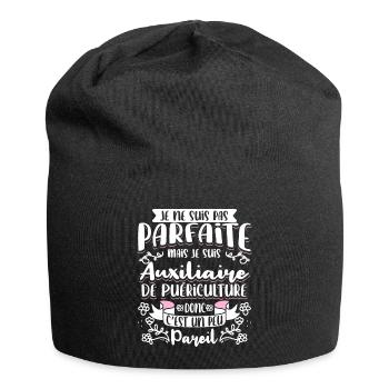 Auxiliaire puériculture humour - Bonnet en jersey - noir - Devant