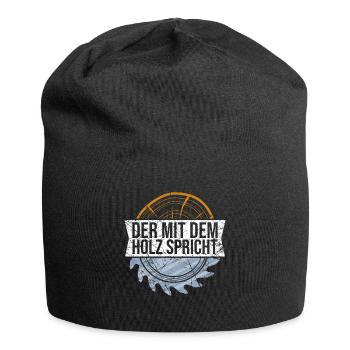 Der mit dem Holz spricht Holzfäller Baumfäller - Jersey-Beanie - Schwarz - Vorne