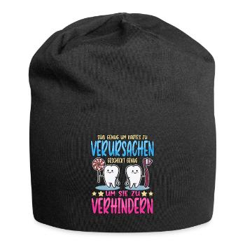 Zahnarzt Praxis Spruch Zähne Arzt Lustig Geschenk - Jersey-Beanie - Schwarz - Vorne