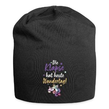 Verrücktes Einhorn - Jersey-Beanie - Schwarz - Vorne
