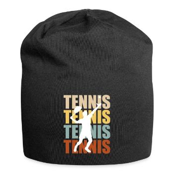 Tennis Vintage Tennisspieler Schriftzug Logo - Jersey-Beanie - Schwarz - Vorne