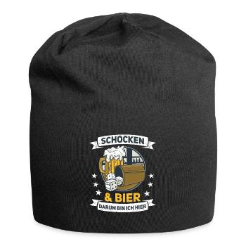 Schocken Und Bier Darum Bin Ich Hier Würfelspiel - Jersey-Beanie - Schwarz - Vorne