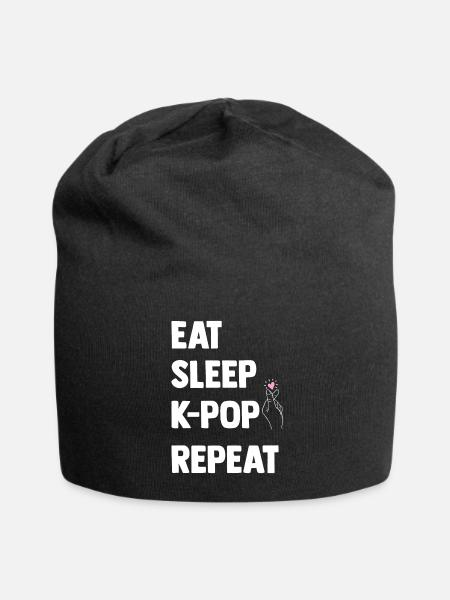 K-Pop - Jersey-Beanie - Schwarz