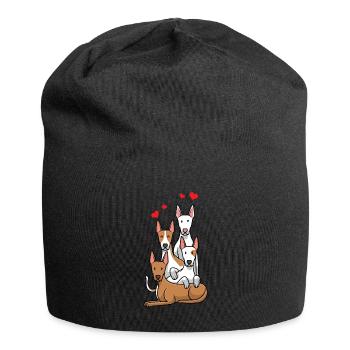 Podenco Hunde - Jersey-Beanie - Schwarz - Vorne