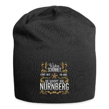 Wahre Schönheit kommt aus Nürnberg - Jersey-Beanie - Schwarz - Vorne