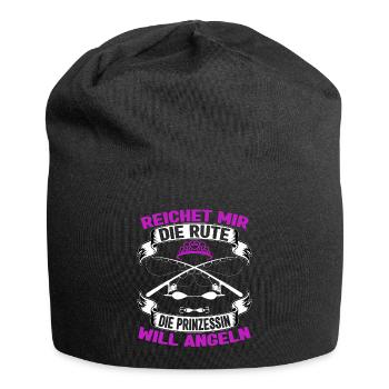 Anglerin Angel Mädchen Reichet mir die Rute Angler - Jersey-Beanie - Schwarz - Vorne