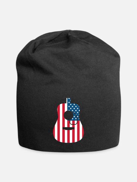 Musiker Gitarre Akustikgitarre USA Fahne Amerika - Jersey-Beanie - Schwarz