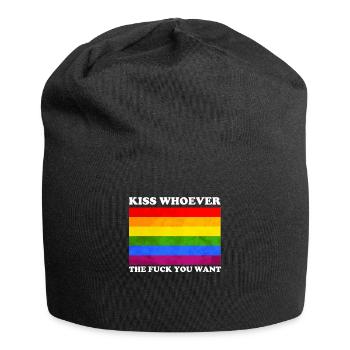 Kiss Whoever The Fuck You Want LGBTQ Pride Motiv - Jersey-Beanie - Schwarz - Vorne