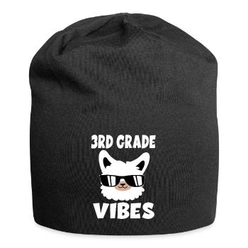 3rd Grade Vibes Enrollment Alpaca Lama School Start - Jersey Beanie - black - Front