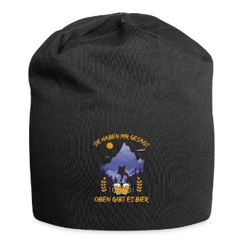 lustiges Wander Shirt Sie sagten oben gibt es Bier - Jersey-Beanie - Schwarz - Vorne