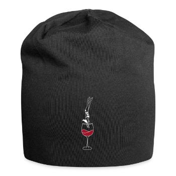Minimalismus Wein Girls Vino Illustration Urlaub - Jersey-Beanie - Schwarz - Vorne