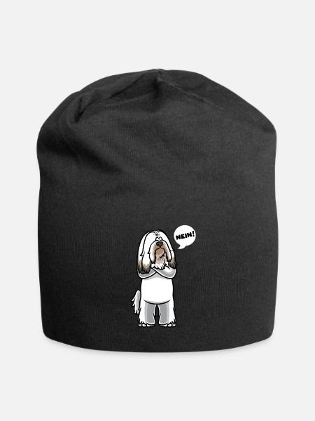 Sturer Tibet Terrier Hund - Jersey-Beanie - Schwarz