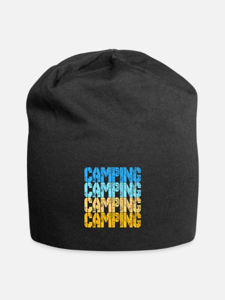 Camping Camping Camping Lustiger Spruch - Jersey-Beanie - Schwarz