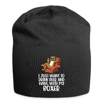 Beer And Boxer Boxer Dog Gift - Jersey Beanie - black - Front