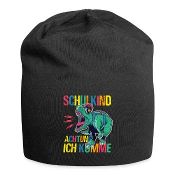 Schulkind Achtung Ich Komme - Dino Schulanfang - Jersey-Beanie - Schwarz - Vorne