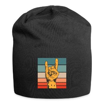 Rockmusik Rocker Symbol Retro Vintage Zeichen - Jersey-Beanie - Schwarz - Vorne