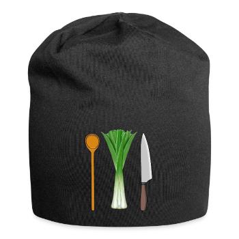 Poireaux Cuisine végétarienne Cuillère en bois Travail Professions - Bonnet en jersey - noir - Devant