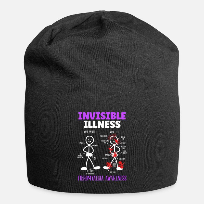 Fibromyalgia Awareness Illness Disease Survivor - Jersey Beanie - black
