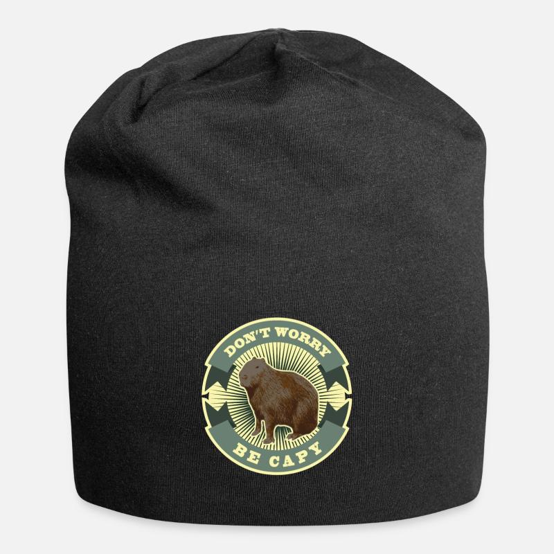 Capybara Dont Worry - Jersey-Beanie - Schwarz