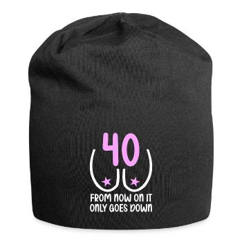 40 years of gravity it goes downhill 40 years 40. - Jersey Beanie - black - Front