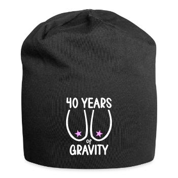 40 years of gravity it goes downhill 40 years 40. - Jersey Beanie - black - Front