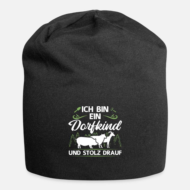 Ich Bin Ein Dorfkind und Stolz Drauf Bauer - Jersey-Beanie - Schwarz