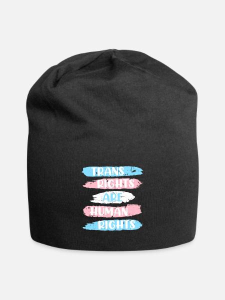 Transgender Spruch Trans Rights are Human Rights - Jersey-Beanie - Schwarz