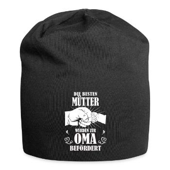 Die besten Mütter werden zur Oma befördert - Jersey-Beanie - Schwarz - Vorne