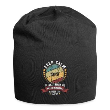Keep calm die coole Person aus Würzburg - Jersey-Beanie - Schwarz - Vorne