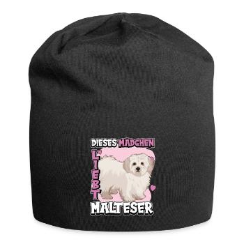 Malteser Dieses Mädchen liebt Malteser - Jersey-Beanie - Schwarz - Vorne