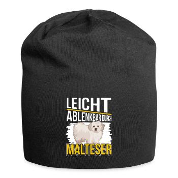 Malteser Leicht ablenkbar durch Malteser - Jersey-Beanie - Schwarz - Vorne