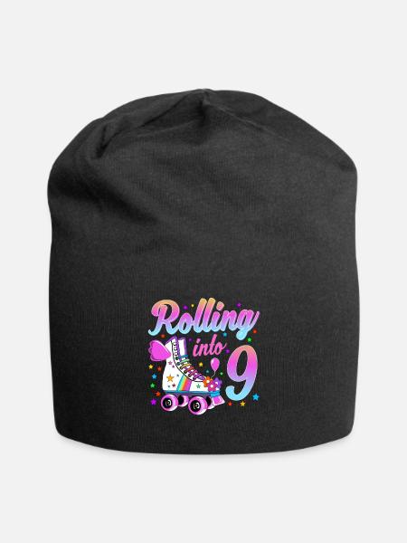 Kinder Geburtstagsshirt 9. Geburtstag Rollschuhe - Jersey-Beanie - Schwarz