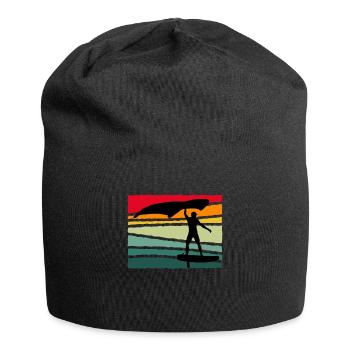 Vintage Wing Foil Wing Surf Gift Wingfoiler - Jersey Beanie - black - Front