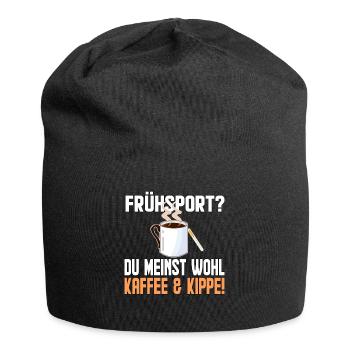 Kaffe und Kippe - Jersey-Beanie - Schwarz - Vorne