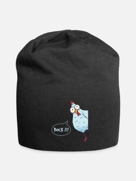 Huhn das um die Ecke schaut – Bock - Jersey-Beanie - Schwarz