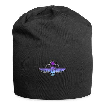 Ägyptischer Skarabäus Heilige Geometrie Mondphasen - Jersey-Beanie - Schwarz - Vorne