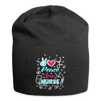 Peace Love Nurse Funny RN Nurse Practitioner - Jersey-Beanie - Schwarz - Vorne