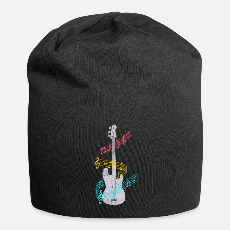 Bass Gitarre E-Gitarre - Jersey-Beanie - Schwarz