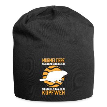 Murmeltier Kopfweh Erdhörnchen Nagetier Spruch - Jersey-Beanie - Schwarz - Vorne