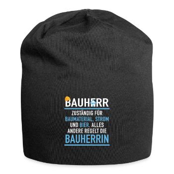 Bauherr Baumaterial Strom Bier Bauherrin Baustelle - Jersey-Beanie - Schwarz - Vorne