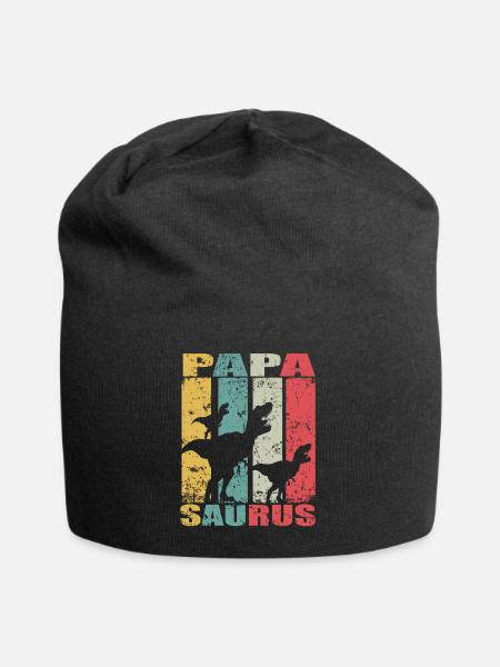 Papasaurus Dinosaurier Dino Zwillinge Papa Saurus - Jersey-Beanie - Schwarz