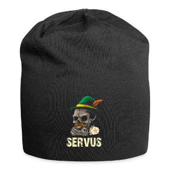 Servus Totenkopf und Edelweiß - Jersey-Beanie - Schwarz - Vorne